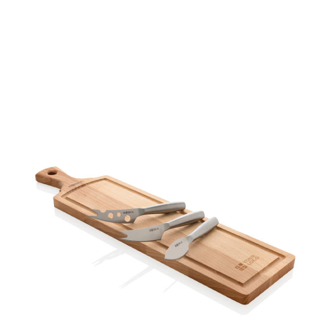 Käse-Set mit Holzschneidebrett und Messern von Boska