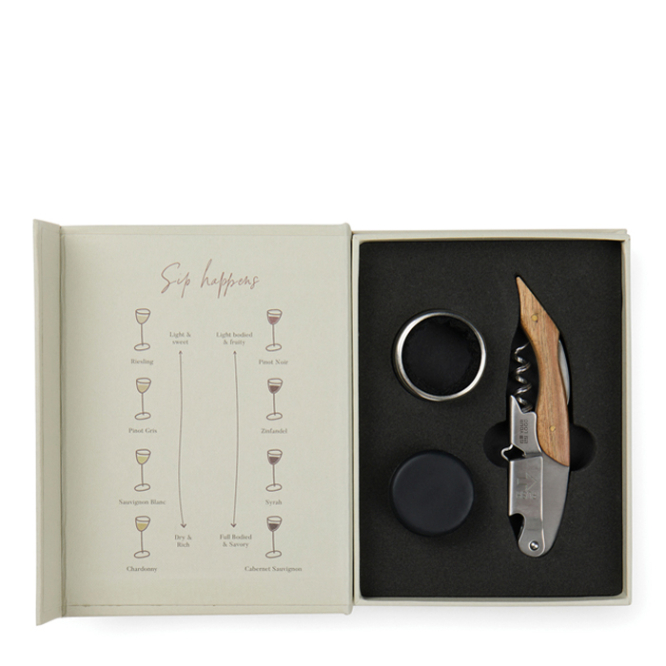 Weinset in Geschenkbox im Design eines klassischen Buches