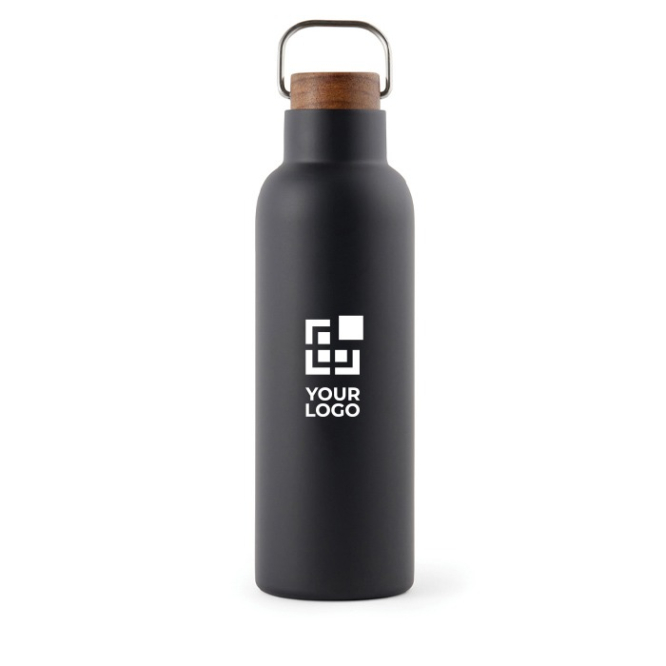 Flasche aus recyceltem Edelstahl mit Holzdeckel, 800 ml
