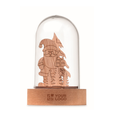 Weihnachtsornament Holz + LED im Glas