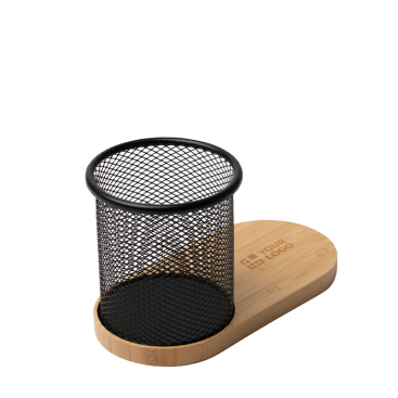 Stiftehalter Multifunktion mit kabellosem Laden 15 W Bambus