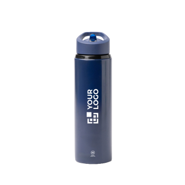 Recycelte Edelstahl Trinkflasche mit Strohhalm 700 ml