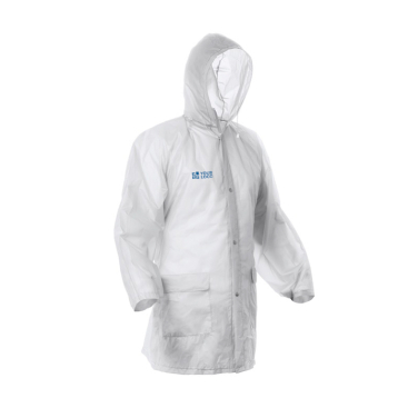 Regenjacke mit verschweißten Nähten, Frontverschluss und Kapuze