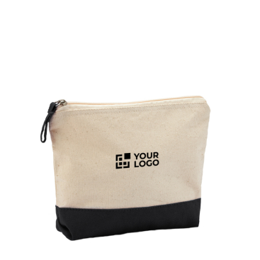 Zweifarbige Baumwoll Kosmetiktasche mit Reißverschluss