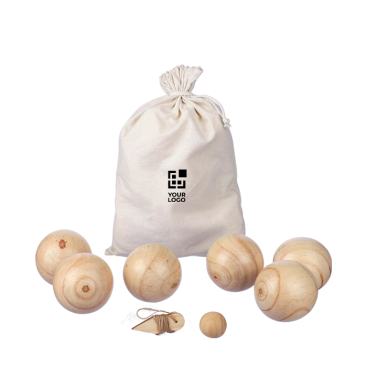 Boule-Spiel mit Holzkugeln in Baumwolltasche