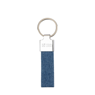 Schlüsselanhänger Zink rechteckig mit Jeansdetail, personalisierbar