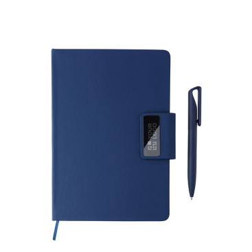 A5-Notizbuch rPU liniert & Kugelschreiber blaue Tinte