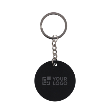 Runder Schlüsselanhänger aus recyceltem Edelstahl und Gummi