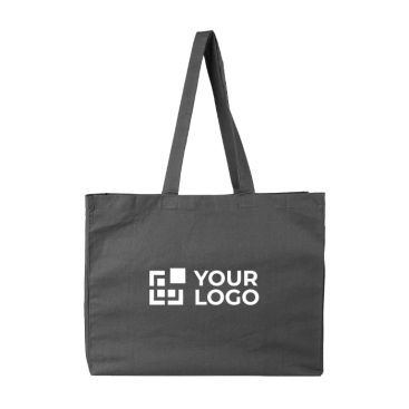 OEKO-TEX Baumwolltasche mit Seitenfalte und langen Henkeln 180 g/m²