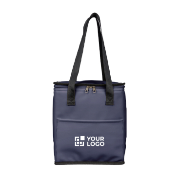 Kühltasche aus Kunstleder mit langen Tragegriffen und Fronttasche 9 l