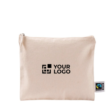 Flache Kulturtasche aus Fairtrade-Baumwolle, 220 g/m², Zipper
