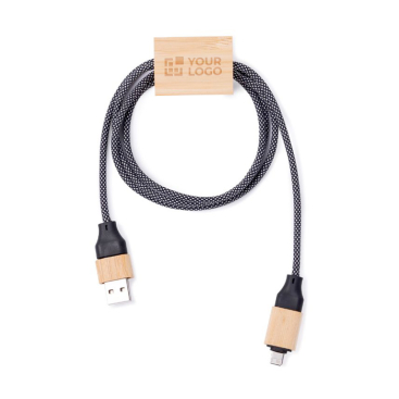 1 m langes Ladekabel mit Bambusdetail zum Personalisieren