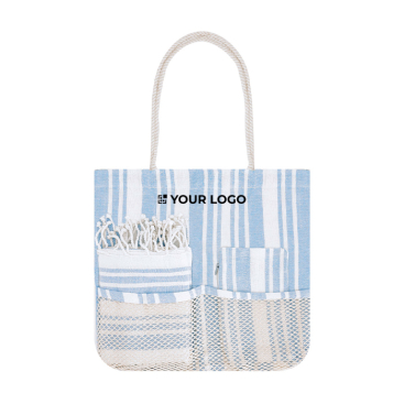 Set aus Strandtasche, Kulturbeutel und Pareo aus Baumwolle