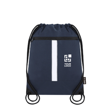 RPET-Kordelzugrucksack mit Fronttasche und reflektierendem Band