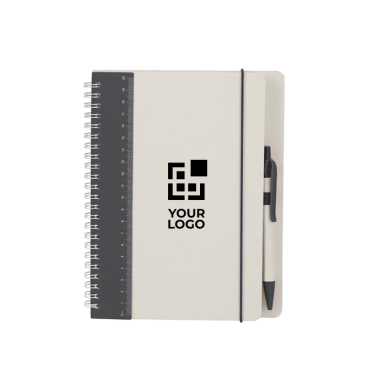 Notizbuch aus recyceltem Karton mit Kugelschreiber, A5 liniert