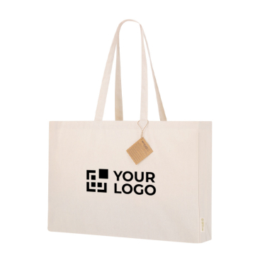 Tasche aus recycelter Baumwolle mit Bodenfalte und langen Henkeln