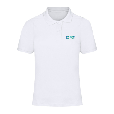 Damen Poloshirt kurzarm aus Baumwoll Piqué, weiß, 180 g/m²