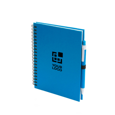 Bedruckbares Notizbuch mit Cover aus recyceltem Karton mit Kuli