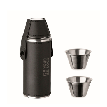 Edelstahl-Flachmann mit 2 Shots 230+20 ml