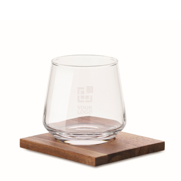 Whiskyglas kurz mit Acacia-Untersetzer