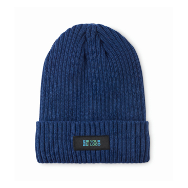 Unisex-Strickmütze mit Patch, versch. Farben