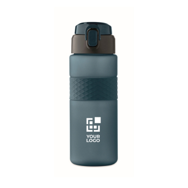 RPET-Flasche mit Klappdeckel und Strohhalm 500 ml