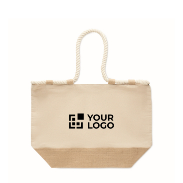 Strandtasche aus Baumwolle mit Jute und Reißverschluss 280 g/m²