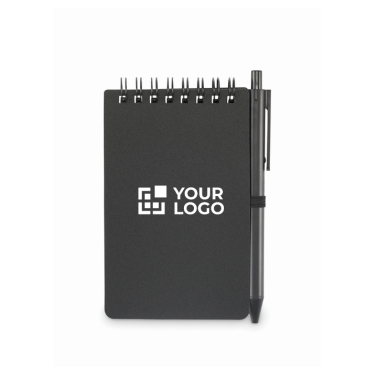 Wasserabweisendes Notizbuch mit Kunststoffcover und Kugelschreiber