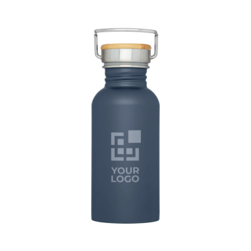 Einwandige Edelstahlflasche mit Bambusdeckel 550 ml