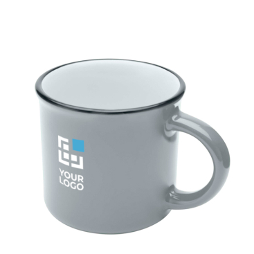 Vintage-Keramiktasse mit schwarzem Rand, 240 ml