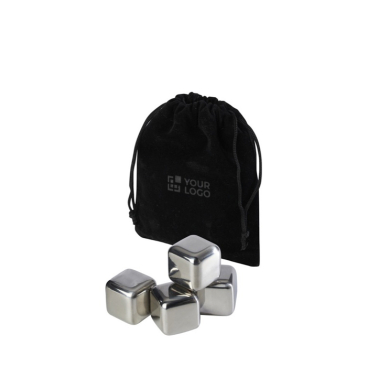 Set mit 4 wiederverwendbaren Eiswürfeln aus Edelstahl