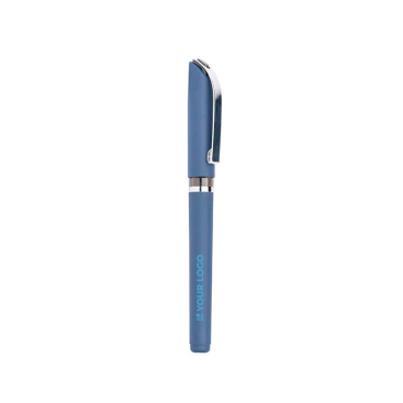 Ergonomischer günstiger Kugelschreiber mit Gummifinish, schwarze Tinte Ansicht mit Druckbereich