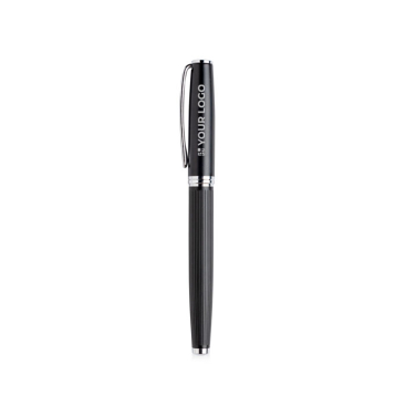Eleganter Metall-Tintenroller mit Relief-Körper, schwarze Tinte Ansicht mit Druckbereich