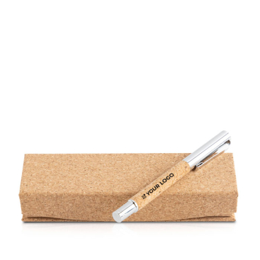 Eleganter Metall- und Korkkuli in magnetischer Box, blaue Tinte Ansicht mit Druckbereich