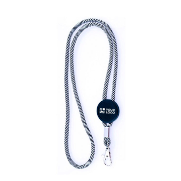 Verstellbares Lanyard in Röhrenform aus Polyester mit Karabiner, 3 cm Ansicht mit Druckbereich