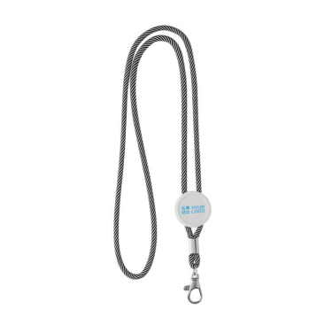 Modernes Lanyard in Röhrenform aus Polyester mit Karabiner, 3 cm Ansicht mit Druckbereich