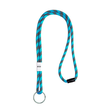 Gestreiftes röhrenförmiges Lanyard mit Verschluss und Schlüsselring Ansicht mit Druckbereich