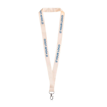 Klassisches Lanyard in Naturfarbe aus Bio-Baumwolle, 2 cm breit Ansicht mit Druckbereich