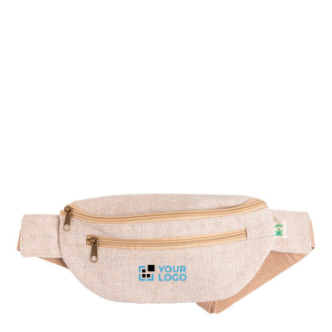 Bauchtasche aus Hanf und Baumwolle mit mehreren Taschen, 160 g/m2 Ansicht mit Druckbereich