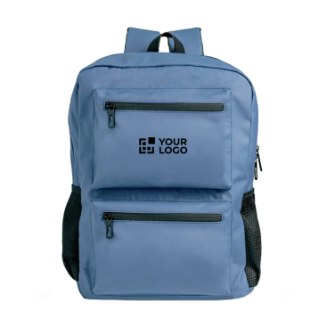 PU-Leder-Rucksack mit Fronttaschen und seitlichen Mesh-Fächern, 15,6''