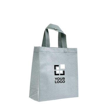 Glänzende Non-Woven-Tasche mit Glitter und Riemen, 130 g/m2 Ansicht mit Druckbereich