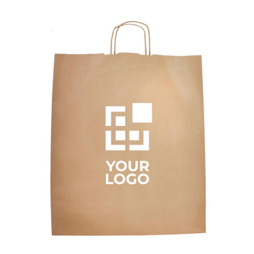 Große ökologische Kraftpapiertasche zum Einkaufen, 100 g/m2 Ansicht mit Druckbereich