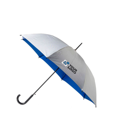 Automatik-Regenschirm aus Polyester 190T mit silbernem Material, Ø 102 Ansicht mit Druckbereich