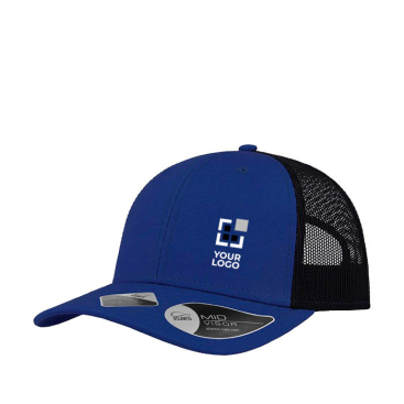 Cap aus recycelter Baumwolle mit 6 Paneelen und Tarsier-Mesh, 250 g/m2 Ansicht mit Druckbereich