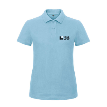 Kurzärmliges Damen-Poloshirt aus Piqué-Baumwolle, 180 g/m2, B&C Ansicht mit Druckbereich