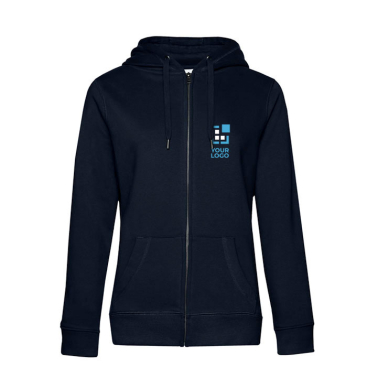 Damen-Sweatshirtjacke aus Baumwolle mit Reißverschluss, 280 g/m2, B&C Ansicht mit Druckbereich