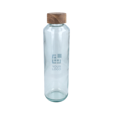 Glasflasche recycelt mit Holzverschluss, 650 ml