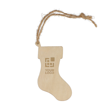 Weihnachtsbaumschmuck aus Holz in Form einer Socke