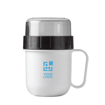 Becher für Joghurt oder Suppe mit 520- und 230 ml-Fächer Ansicht mit Druckbereich