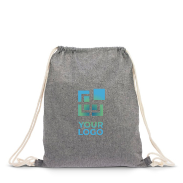 Zweifarbiger Rucksack mit Kordelzug aus recycelter Baumwolle, 140 g/m2 Ansicht mit Druckbereich